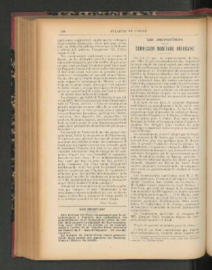 Les Propositions de la Commission Monétaire Américaine.