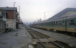 Schelklingen Lok Baureihe 218 E Bnb-Wagen Bahnsteig