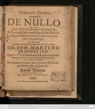 Disputatio Iuridica Inauguralis De Nullo