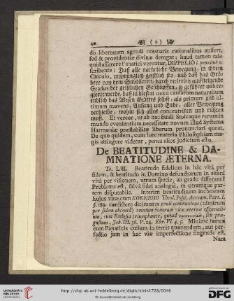 De Beatitudine & damnatione aeterna