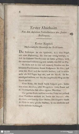 Erster Abschnitt. Von den äusseren Verhältnissen des festen Erdkörpers