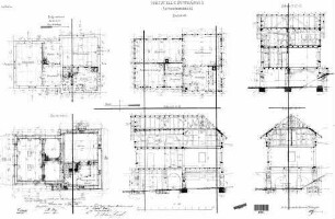 Sommersried: Nebengebäude Aufnahmegebäude(Empfangsg.) Grundrisse UG,EG,DG,Längs- Querschnitte