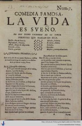 La vida es sueño : comedia famosa