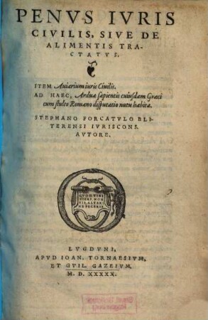 Penus iuris civilis : sive de alimentis tractatus