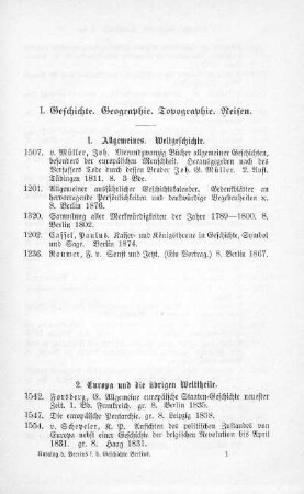 I. Geschichte. Geographie. Topographie. Reisen