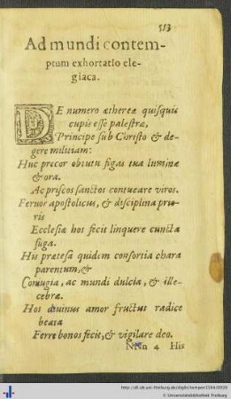 Ad mundi contemptum exhortatio elegiaca
