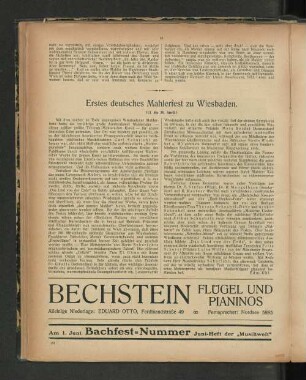 Erstes deutsches Mahlerfest zu Wiesbaden. (13. bis 25. April.)