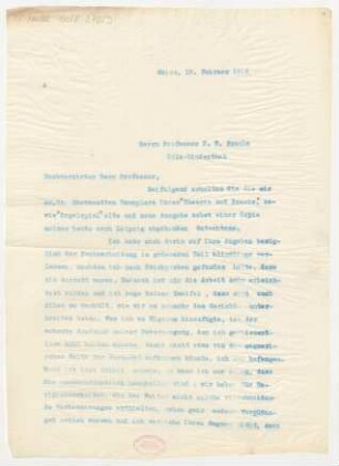 Brief an Friedrich Wilhelm Franke : 10.02.1912