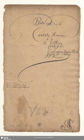 Cantate Domino canticum novum - Mus.1862-E-503 : S, vl (2), bc