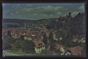 Blick aus Richtung Knackenberg auf Wertheim mit Burg