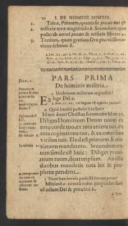 Pars Prima De hominis miseria. = Der erste Theil Von des Menschen Elend.