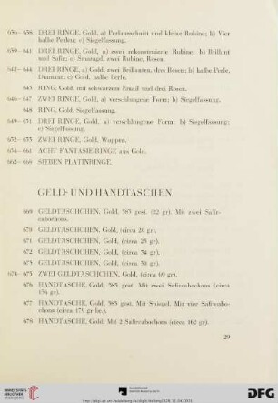 Geld- und Handtaschen (Nr. 669-693)