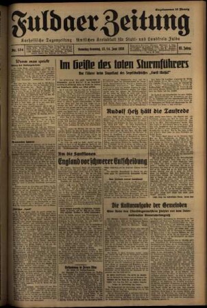 Erste Ausgabe vom Samstag, den 13. Juni 1936.