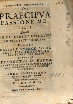 Dispvtatio Philosophica De Praecipva Passione Mobilis