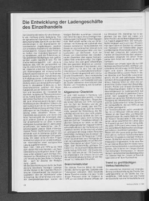 Die Entwicklung der Ladengeschäfte des Einzelhandels