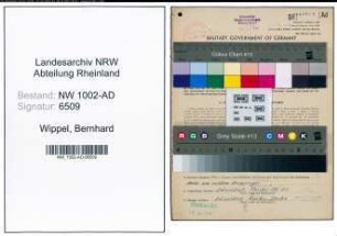 Entnazifizierung Bernhard Von Der Wippel, geb. 24.01.1905 (Verw.Angest.)