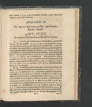 Membr. II. De natura duorum poster. graduum Exalt. Christi.