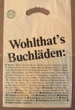 Kunststofftragetasche "Wohlthat's Buchläden"