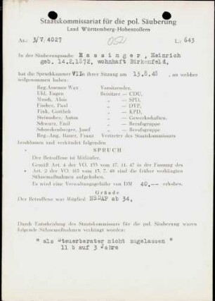 Hassinger, Heinrich