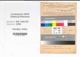 Entnazifizierung Arthur Wendler, geb. 27.08.1898 (Angest.)