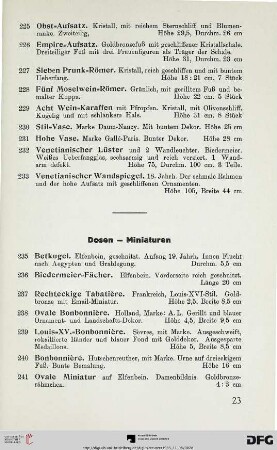 Dosen – Miniaturen (Nr. 235-256)