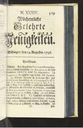 N. XXXIV. Tübingen, den 24. Augustm. 1736