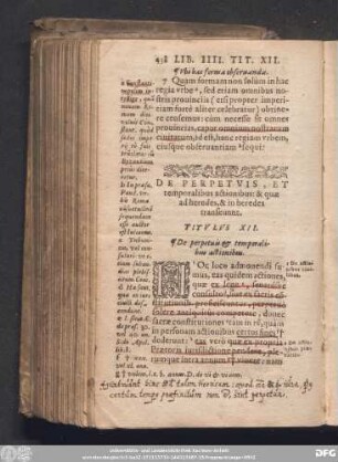 De Perpetuis, Et temporalibus actionibus: & quae ad heredes, & in heredes transeunnt. Titulus XII.