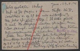Brief an B. Schott's Söhne : 23.08.1921