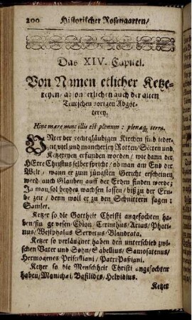 Das XIV. Capitel. Von Namen etlicher Ketzereyen ...