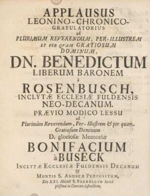 Appalausus leonico-chronico-gratulatorius ...