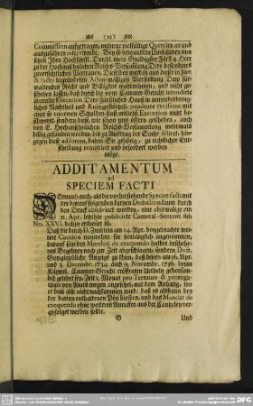 Additamentum ad Speciem Facti