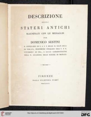 Descrizione degli stateri antichi illustrati con le medaglie