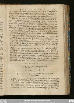 Caput II. De Personis Divinis in particulari.