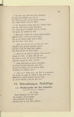 VI. Betrachtungen . Ratschläge