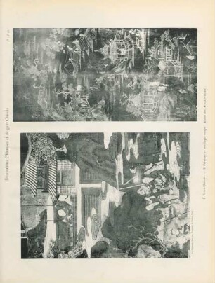 Pl. 48, 49. 1. Ecran Chinois. - 2. Peinture or sur laque rouge. Musée des Arts Décoratifs