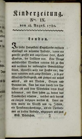 Nro. IX. vom 28. August. 1780.