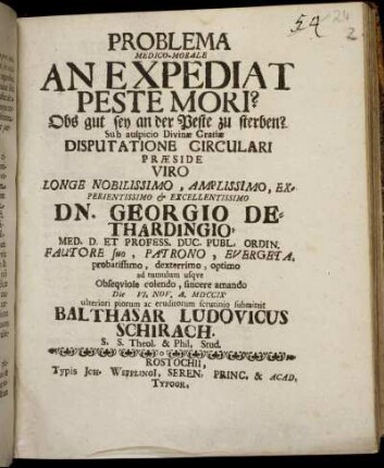 Problema Medico-Morale An Expediat Peste Mori?