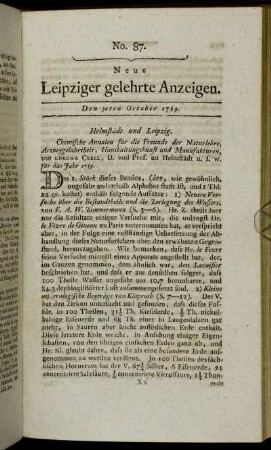 No. 87. Den 30ten October 1789.