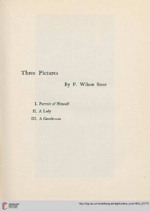 Plates: Three pictures by P. Wilson Steer