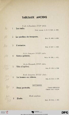 Tableaux anciens (Nr. 1-86)