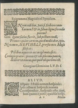 Epigramma Nuptiale ad Sponsum.