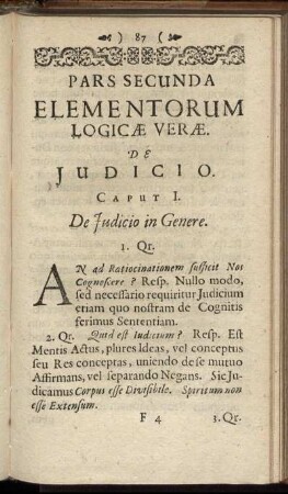 Pars Secunda Elementorum Logicæ Veræ. De Judicio.