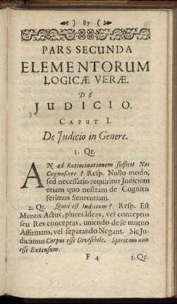 Pars Secunda Elementorum Logicæ Veræ. De Judicio.