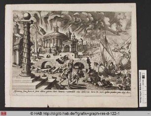 Aeneas Flucht aus dem brennenden Troja.