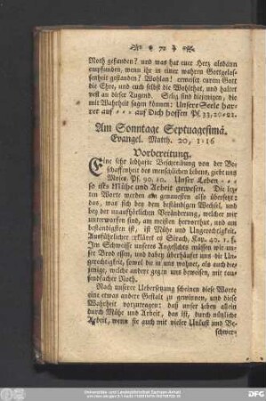 Am Sonntage Septuagesimä. Evangel. Matth. 20, 1 - 16.