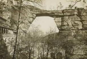 Böhmische Schweiz (heute Tschechien). Prebischtor. Ansicht von Nordwesten