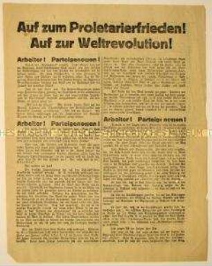 Programmatischer Aufruf der Kommunistischen Partei Deutschlands zur Überwindung des Versailler Diktatfriedens durch proletarische Revolution in Deutschland