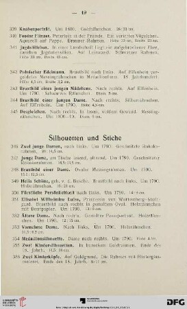 Silhouetten und Stiche (Nr. 346-371)