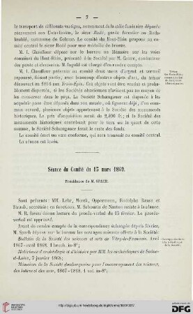 Séance du Comité du 15 mars 1869
