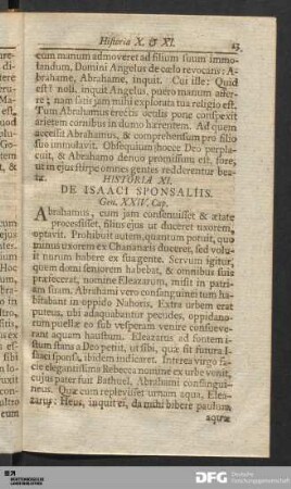 [Historia XI. bis XX.]